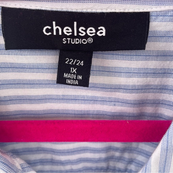 Chelsea Studio Striped Embroidered Tunic Top Size 1X (22/24) - Picture 6 of 11